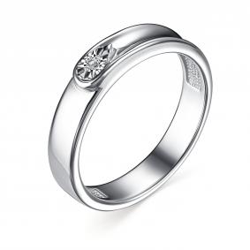 Серебряное кольцо АЛЬКОР 01-3715/000Б-00 с бриллиантом 01-3715/000Б-00 фото