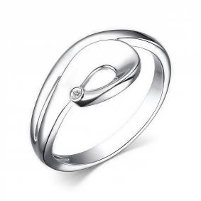 Серебряное кольцо АЛЬКОР 01-3790/000Б-00 с бриллиантом 01-3790/000Б-00 фото