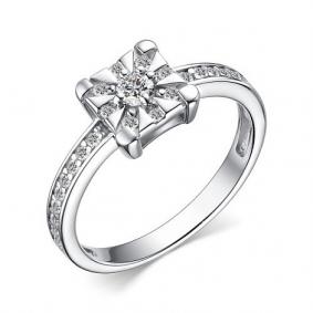 Серебряное кольцо АЛЬКОР 01-3796/00КЦ-00 с фианитом 01-3796/00КЦ-00 фото
