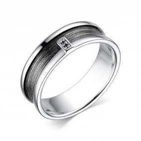 Кольцо из черненого серебра АЛЬКОР 01-3836/00ЧБ-17 с чёрным бриллиантом 01-3836/00ЧБ-17 фото