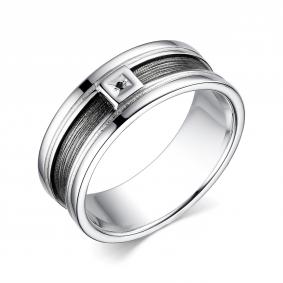 Кольцо из черненого серебра АЛЬКОР 01-3837/00ЧБ-17 с чёрным бриллиантом 01-3837/00ЧБ-17 фото