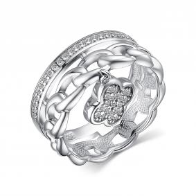 Серебряное кольцо АЛЬКОР 01-3875/КЦ10-17 с фианитом 01-3875/КЦ10-17 фото