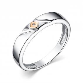 Серебряное кольцо АЛЬКОР с золотой накладкой и бриллиантом 01-3889/000Б-00 01-3889/000Б-00 фото