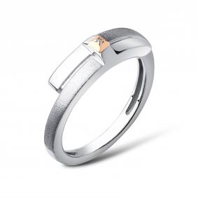 Серебряное кольцо АЛЬКОР с золотой накладкой и бриллиантом 01-3893/000Б-00 01-3893/000Б-00 фото