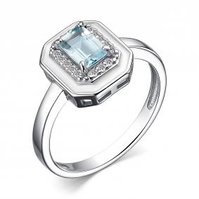Серебряное кольцо АЛЬКОР 01-3897/00ТБ-00 с топазом, фианитом и эмалью 01-3897/00ТБ-00 фото