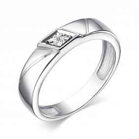 Серебряное кольцо АЛЬКОР 01-3946/000Б-00 с бриллиантом 01-3946/000Б-00 фото