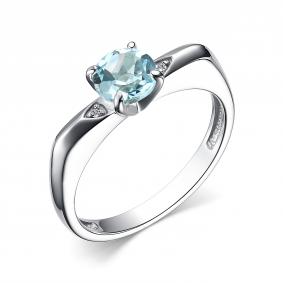 Серебряное кольцо АЛЬКОР 01-3951/БРТБ-00 с топазом и бриллиантом 01-3951/БРТБ-00 фото