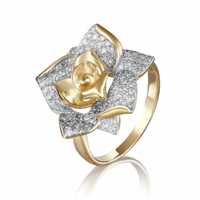 Кольцо из лимонного золота Platina 01-3965-00-401-1130-33 с фианитом 01-3965-00-401-1130-33 фото