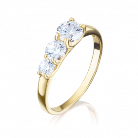 Кольцо из лимонного золота Platina 01-3971-00-501-1130-38 с фианитом 01-3971-00-501-1130-38 фото