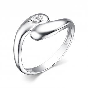 Серебряное кольцо АЛЬКОР 01-3985/000Б-00 с бриллиантом 01-3985/000Б-00 фото