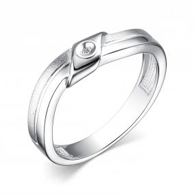 Серебряное кольцо АЛЬКОР 01-3986/000Б-00 с бриллиантом 01-3986/000Б-00 фото