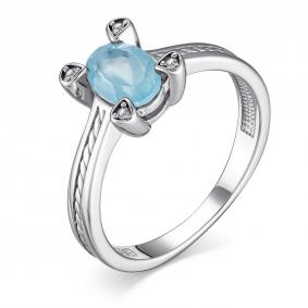 Серебряное кольцо АЛЬКОР 01-4003/00ГА-00 с фианитом и агатом 01-4003/00ГА-00 фото