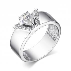 Серебряное кольцо АЛЬКОР 01-4061/00ГХ-00 с фианитом и горным хрусталём 01-4061/00ГХ-00 фото