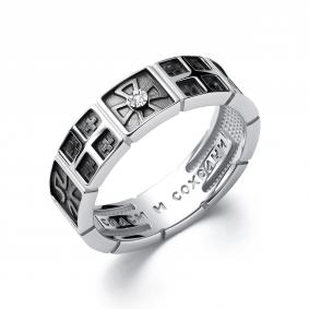 Кольцо из черненого серебра АЛЬКОР 01-4095/000Б-17 с бриллиантом 01-4095/000Б-17 фото