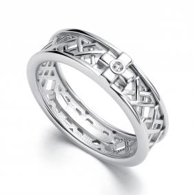 Серебряное кольцо АЛЬКОР 01-4096/000Б-00 с бриллиантом 01-4096/000Б-00 фото