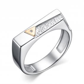 Серебряное кольцо Алькор с золотой накладкой  и бриллиантом 01-4125/000Б-00 01-4125/000Б-00 фото