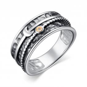 Серебряное кольцо АЛЬКОР 01-4128/000Б-17 с бриллиантом 01-4128/000Б-17 фото