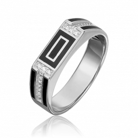 Кольцо из белого золота Platina 01-4134-00-401-1120-25 с фианитом и эмалью 01-4134-00-401-1120-25 фото