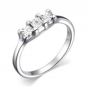 Серебряное кольцо АЛЬКОР 01-4139/000Б-00 с бриллиантом 01-4139/000Б-00 фото