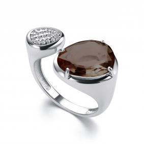 Серебряное кольцо АЛЬКОР 01-4166/ЮСРТ-00 с фианитом и ювелирным кристаллом 01-4166/ЮСРТ-00 фото