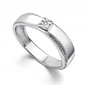 Серебряное кольцо АЛЬКОР 01-4195/000Б-00 с бриллиантом 01-4195/000Б-00 фото