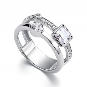 Серебряное кольцо АЛЬКОР 01-4204/00СВ-00 с фианитом 01-4204/00СВ-00 фото