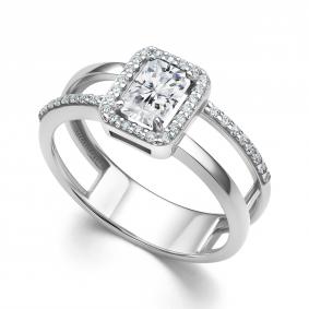 Серебряное кольцо АЛЬКОР 01-4219/00ГХ-00 с фианитом и горным хрусталём 01-4219/00ГХ-00 фото