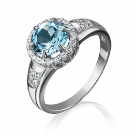 Кольцо из белого золота Platina 01-4254-00-207-1120-46 с топазом и фианитом 01-4254-00-207-1120-46 фото