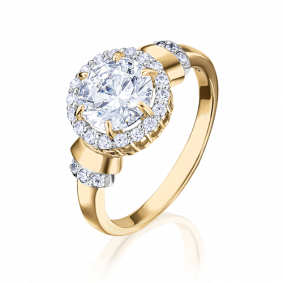 Кольцо из лимонного золота Platina 01-4255-00-501-1130-38 с фианитом 01-4255-00-501-1130-38 фото