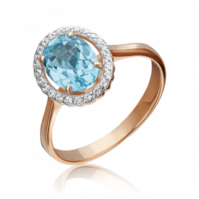 Золотое кольцо Platina 01-4259-00-207-1110-46 с топазом и фианитом 01-4259-00-207-1110-46 фото