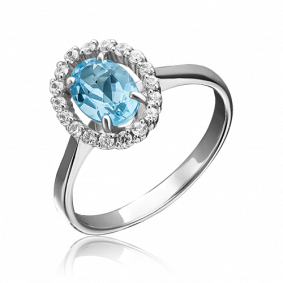 Золотое кольцо Platina 01-4262-00-284-1120-46 с топазом и цирконием 01-4262-00-284-1120-46 фото