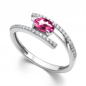 Серебряное кольцо АЛЬКОР 01-4289/00ТР-00 с топазом и фианитом 01-4289/00ТР-00 фото
