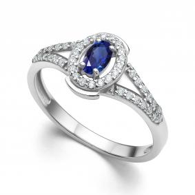 Серебряное кольцо АЛЬКОР 01-4293/0ГТС-00 с фианитом и гидротермальным сапфиром 01-4293/0ГТС-00 фото