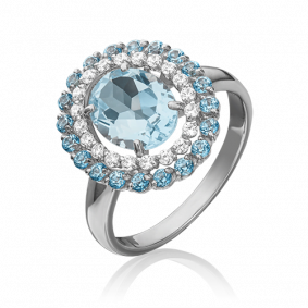 Кольцо из белого золота Platina 01-4301-00-207-1120-46 с топазом и фианитом 01-4301-00-207-1120-46 фото