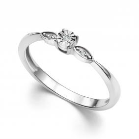 Серебряное кольцо АЛЬКОР 01-4322/000Б-00 с бриллиантом 01-4322/000Б-00 фото