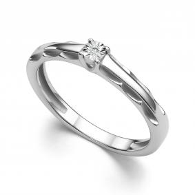 Серебряное кольцо АЛЬКОР 01-4323/000Б-00 с бриллиантом 01-4323/000Б-00 фото