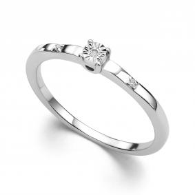 Серебряное кольцо АЛЬКОР 01-4325/000Б-00 с бриллиантом 01-4325/000Б-00 фото