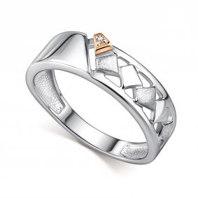 Серебряное кольцо АЛЬКОР с золотой накладкой и бриллиантом 01-4337/000Б-00 01-4337/000Б-00 фото