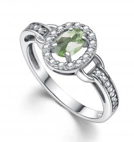 Серебряное кольцо АЛЬКОР 01-4356/000П-00 с фианитом и празиолитом 01-4356/000П-00 фото