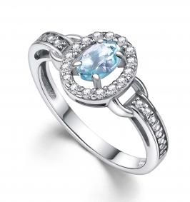 Серебряное кольцо АЛЬКОР 01-4356/00ТБ-00 с топазом и фианитом 01-4356/00ТБ-00 фото