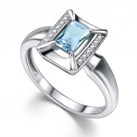 Серебряное кольцо АЛЬКОР 01-4358/00ТБ-00 с топазом и фианитом 01-4358/00ТБ-00 фото