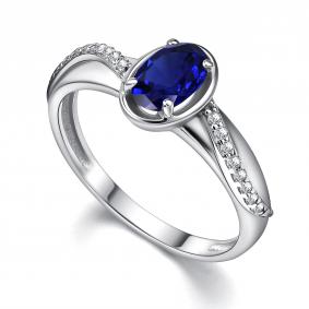 Серебряное кольцо АЛЬКОР 01-4359/0ГТС-00 с фианитом и гидротермальным сапфиром 01-4359/0ГТС-00 фото