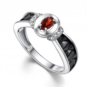 Серебряное кольцо АЛЬКОР 01-4362/00ГР-17 с фианитом и гранатом 01-4362/00ГР-17 фото