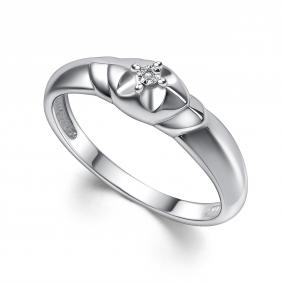 Серебряное кольцо АЛЬКОР 01-4364/000Б-00 с бриллиантом 01-4364/000Б-00 фото