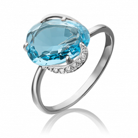 Кольцо из белого золота Platina 01-4372-00-207-1120-46 с топазом и фианитом 01-4372-00-207-1120-46 фото