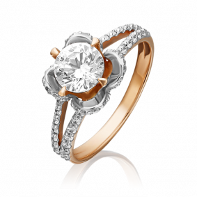 Кольцо из комбинированного золота Platina 01-4373-00-501-1111-38 с фианитом 01-4373-00-501-1111-38 фото