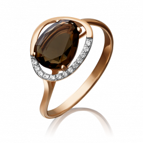 Золотое кольцо Platina 01-4379-00-208-1110-46 с фианитом и кварцем 01-4379-00-208-1110-46 фото