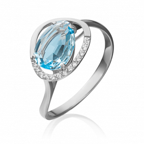 Золотое кольцо Platina 01-4380-00-207-1120-46 с топазом и фианитом 01-4380-00-207-1120-46 фото