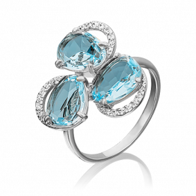 Кольцо из белого золота Platina 01-4382-00-207-1120-46 с топазом и фианитом 01-4382-00-207-1120-46 фото