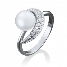Кольцо из белого золота Platina 01-4394-00-302-1120-23 с фианитом и жемчугом 01-4394-00-302-1120-23 фото